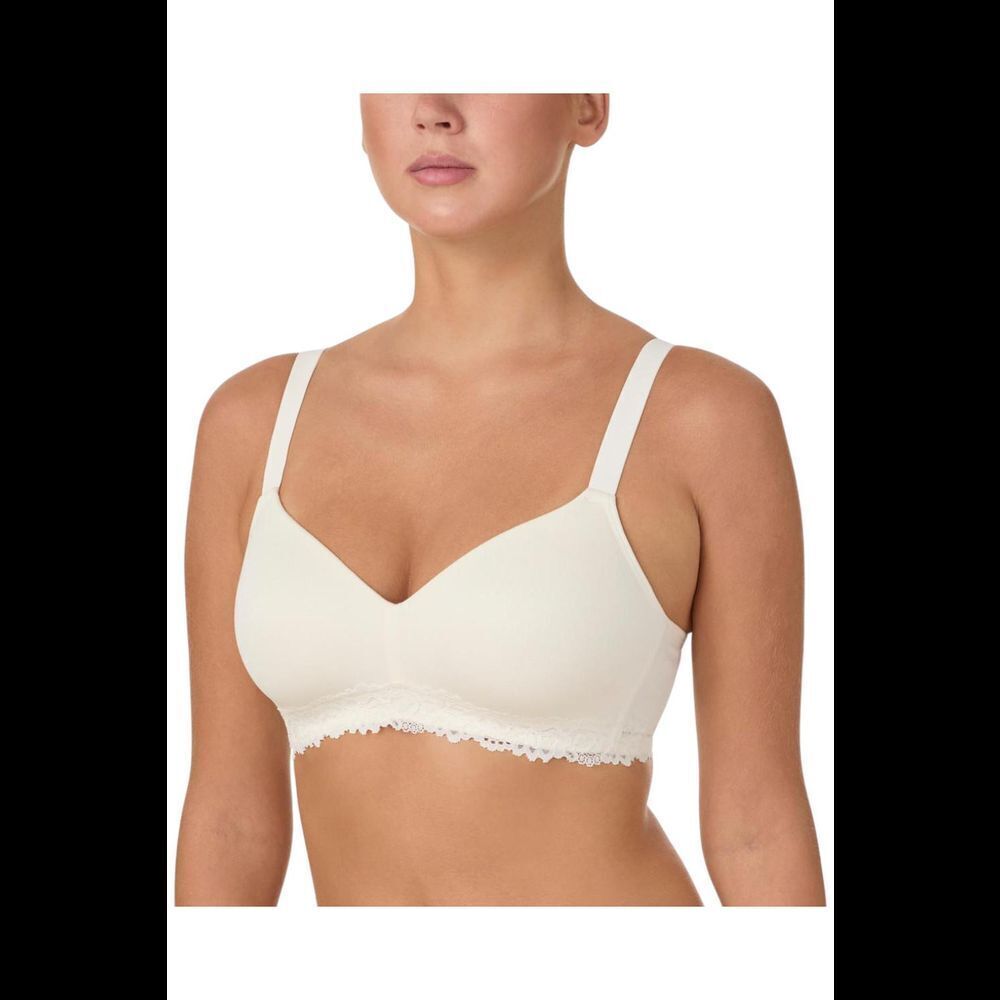 Comfort Code Women's Lined Lace Trim Wireless Bra White -